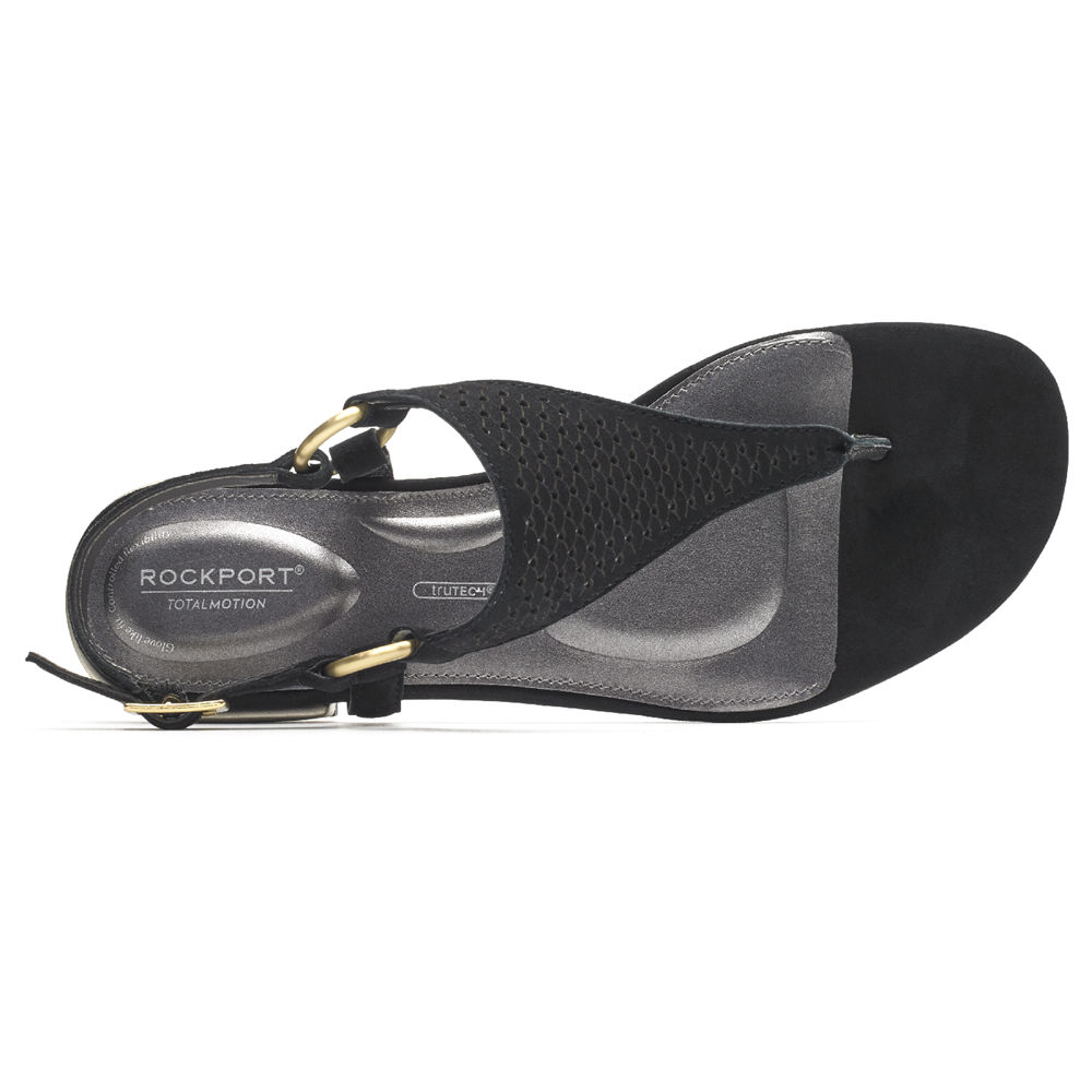 Rockport Womens Sandals Black - Total Motion Zosia Thong - UK 943-IVLYMG